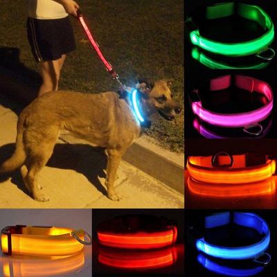 LED Naylon Pet Kedi ve Köpek Tasması Gece Güvenliği Işıklı Yanıp Sönen Karanlıkta Parlayan Elektrik