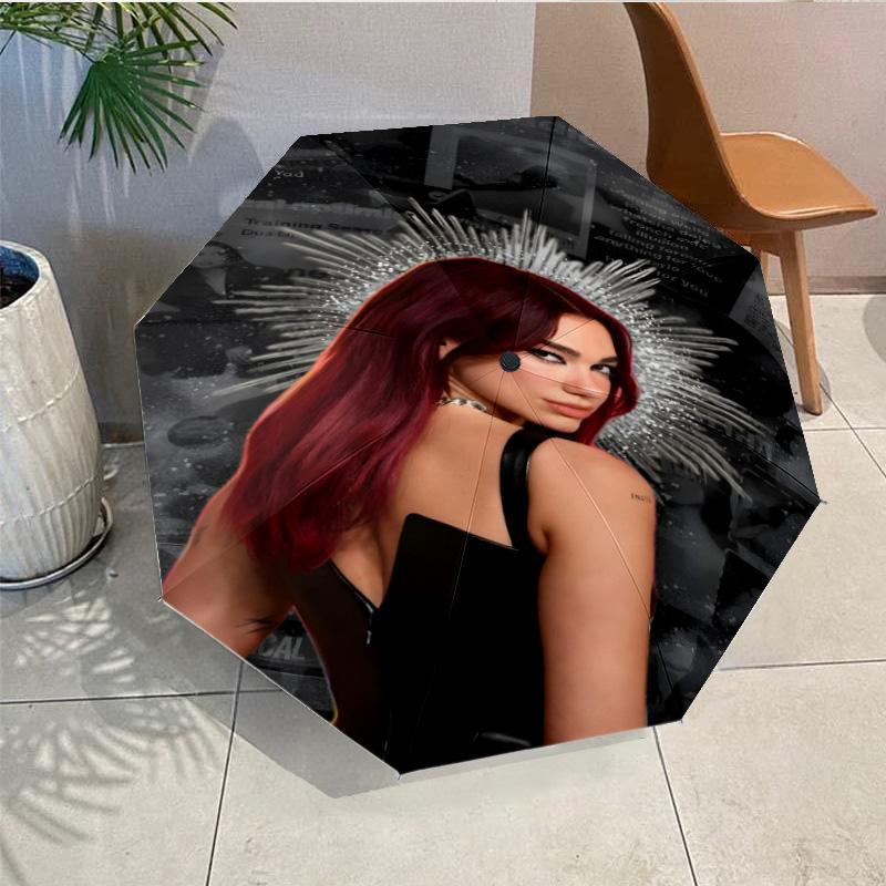 Pop Music Dua Lipa Umbrella Folding Umbrella, Automatic Umbrella 8-Frame for Travel, Camping Use Gift for Halloween Christmas