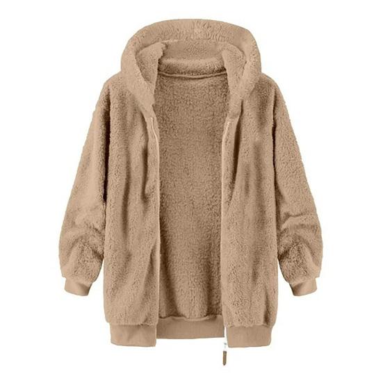 Men Fleece Hooded Jacket Winter Warm Zip Up Sweatshirt Soft Breathable Coat Casual Outerwear