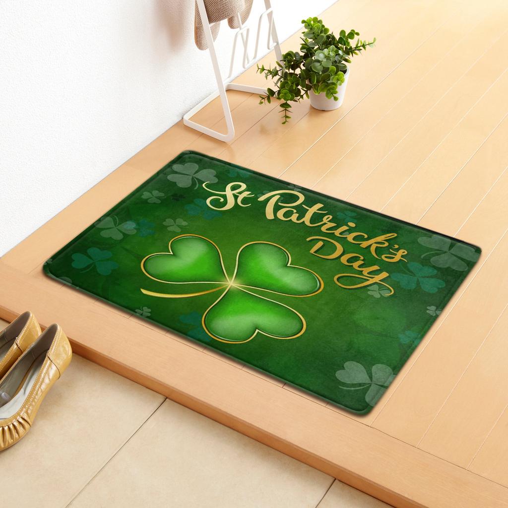 Irish Door Mat St. Patrick'S Day Absorbent Floor Mat Bedroom Shamrock Non-Slip Carpet