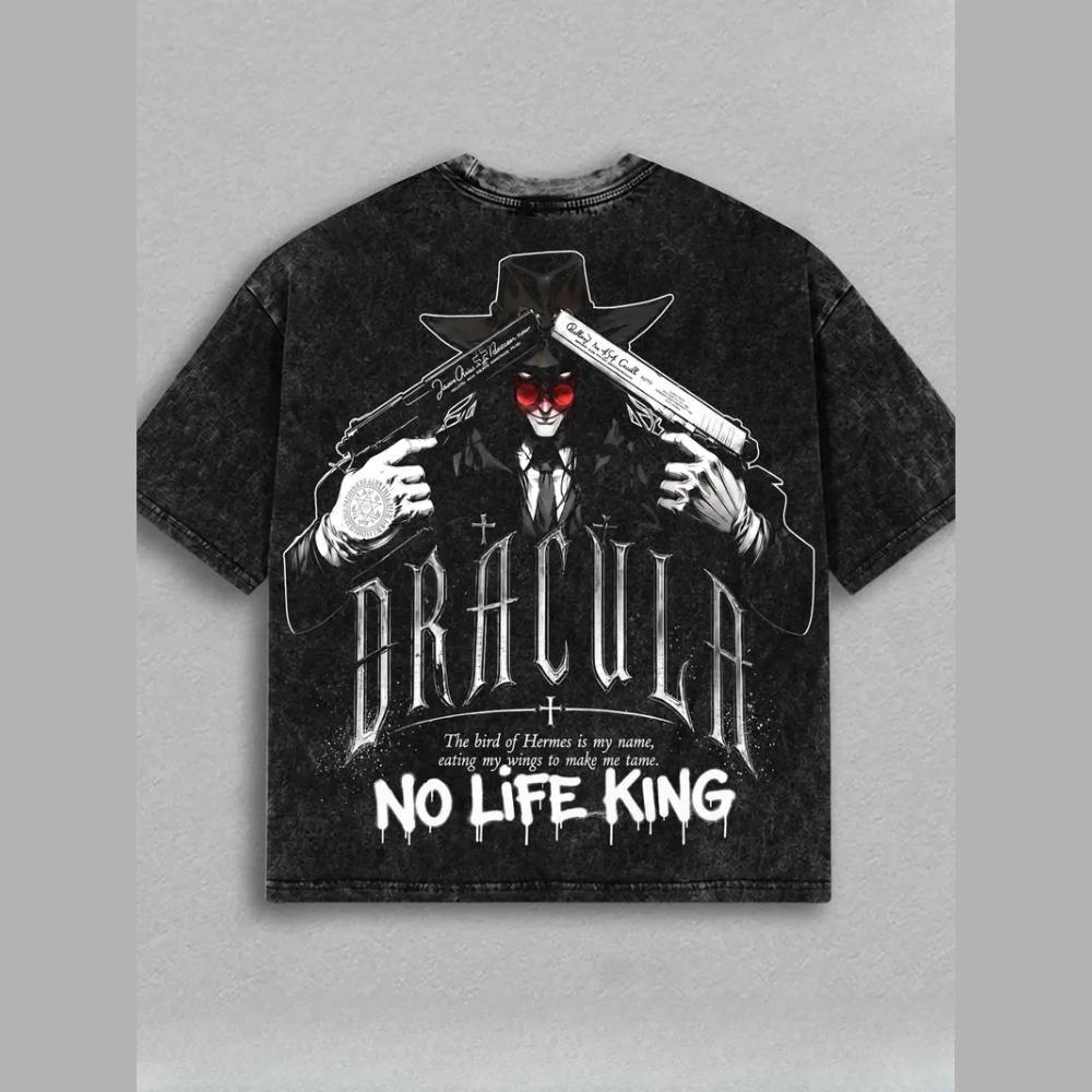 Retro Harajuku Hellsing Alucard T-Shirt Vintage Gewaschenes Oversized T-Shirt Kurzarm 100% Baumwolle T-Shirts Oberteile Herren Damen Kleidung