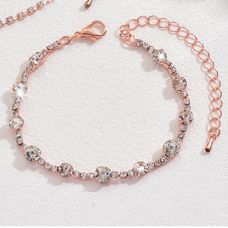 Stříbrná vodní diamantová šperková sada: Dámské náušnice, náhrdelník a náramek - Jednoduché třídílné svatební doplňky