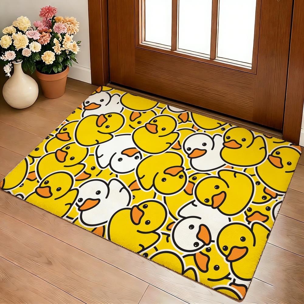 Covoraș de podea din cauciuc cu rață de desene animate, covoraș moale, gros, antiderapant, din flanelă confortabilă, pentru decorul camerei de zi, dormitorului, bucătăriei, covoare