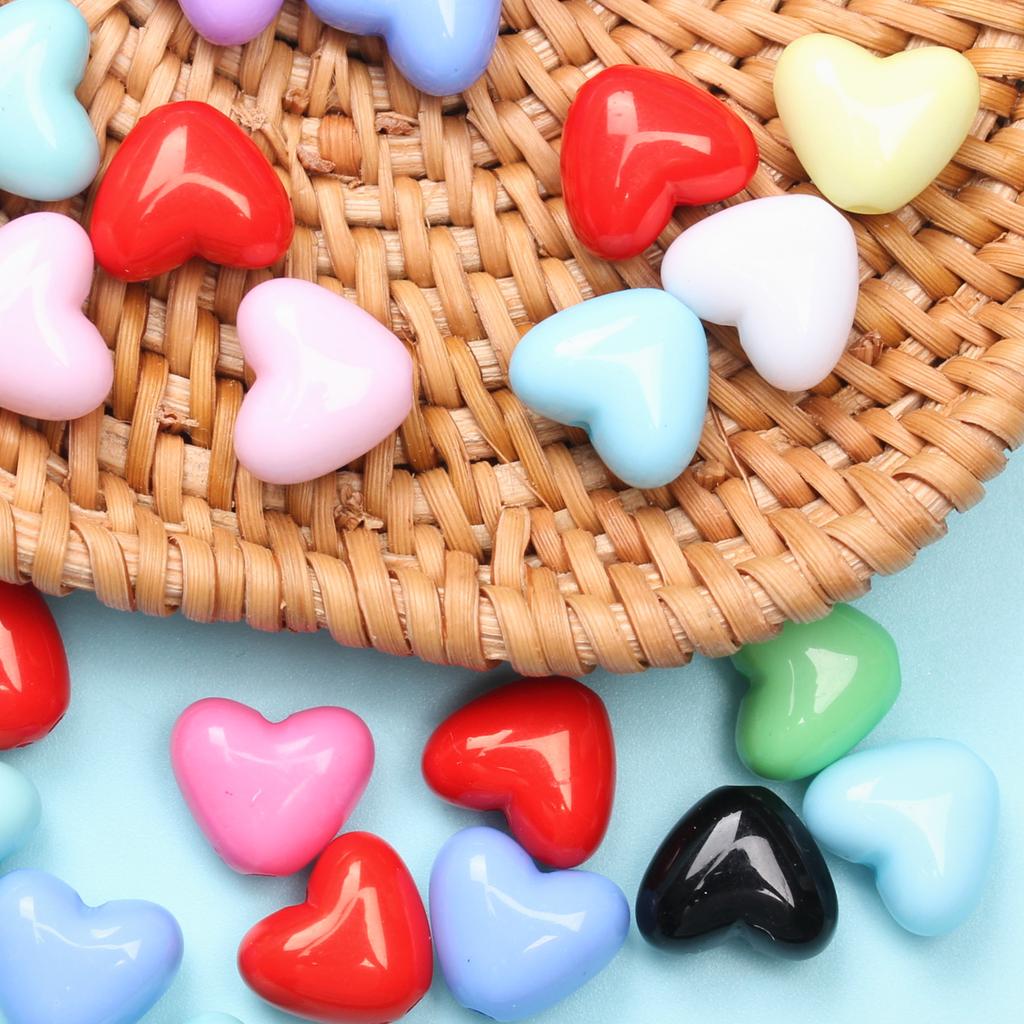 50Pcs Jewelry Findings Acrylic Bracelet Necklace Accessories DIY For Jewelry Making Charms Heart Beads Loose Beads