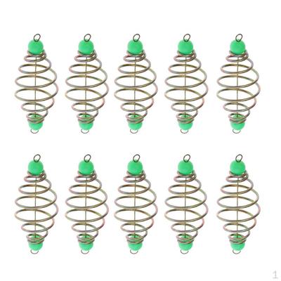 10pcs Spring/Coil Inline Fishing Feeders, Baits Cage Carp Tackle