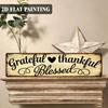 2D Flat, 2D Flat Design, 1pc, Rustic Farmhouse Style Decorative Sign Grateful Appreciative Blessed Metal Sign, Size 40.64X10.16Cm, Vintage New Home De