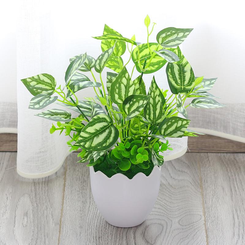 Ornements de Plantes Artificielles Vertes Premium pour Bureau - Décor Herbe et Fleurs en Soie