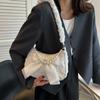 Women Shoulder Bag Casual Fashionable Lace Ruffles Lady Handbag with Bow Bead Chain for Daily