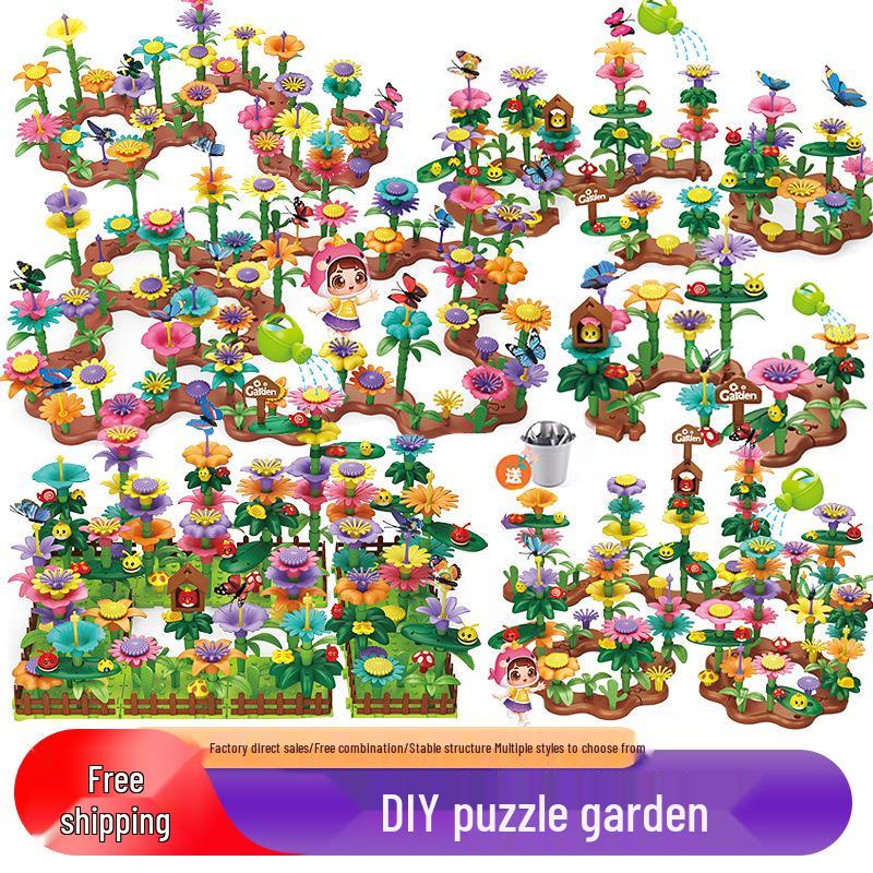 Free Shipping DIY Creative Assembly Toys - Varied Garden Series for Girls, Educational Flower Arrangement Toys in Stock