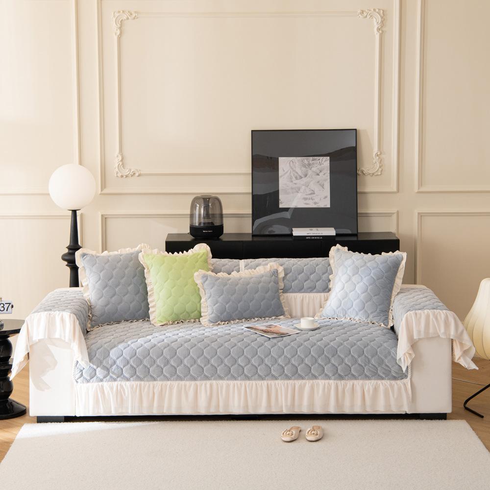 Plush Sofa Cushion French Style Sofa Cover Non-Slip Seat Cushions Cover Cloth Backrest Towel Autumn and Winter