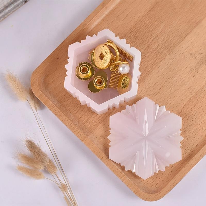 2Pcs Epoxy Crystal 3D Anniversary Six-pointed Star Container Storage Box Molds for Rings Jewelry Storage Home Decor