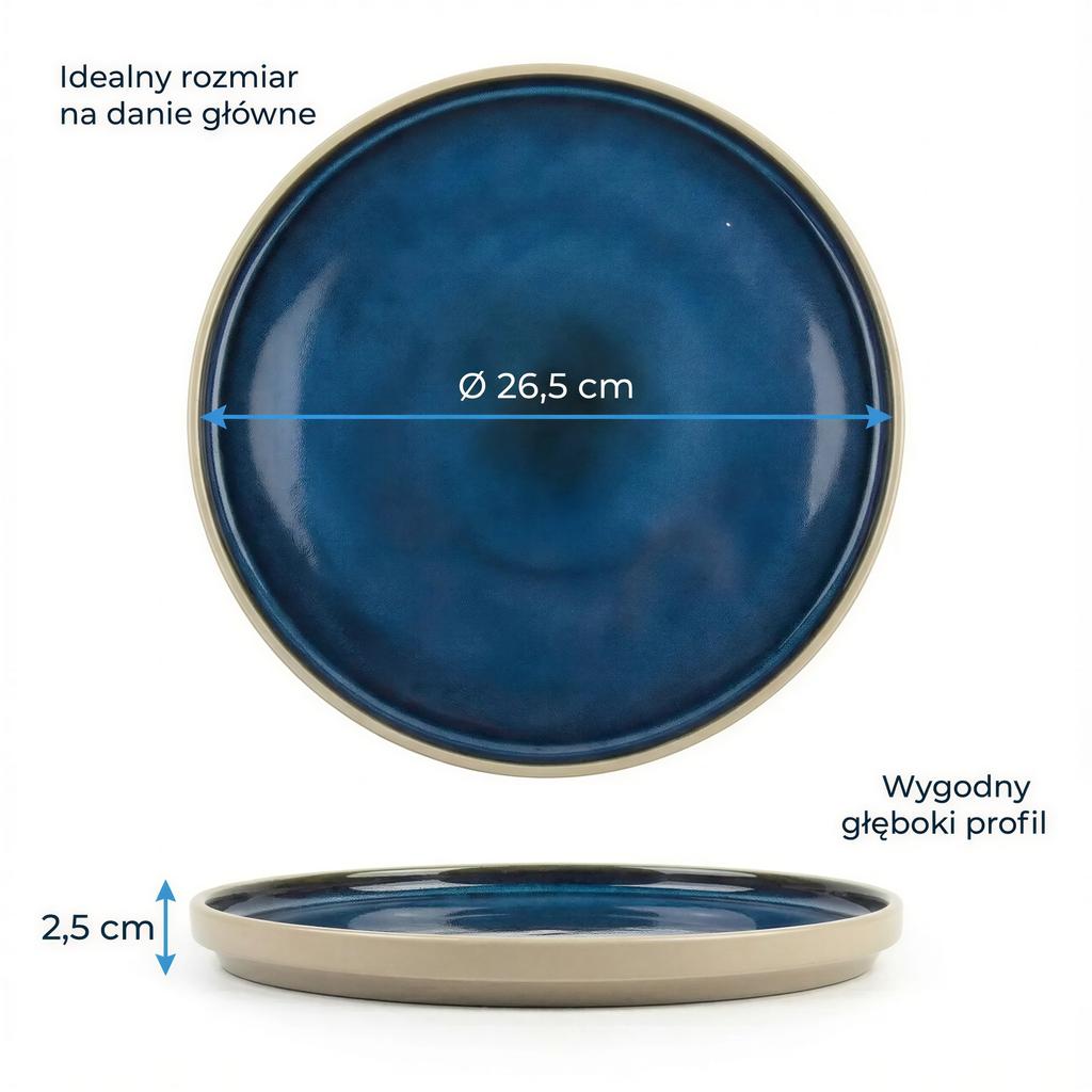 CERAMIC DINNER PLATE 1 pc. NAVY BLUE SET FOR SERVING DISHES 26.5 CM