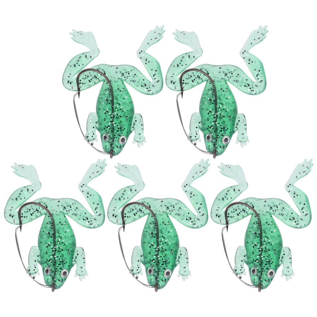 5Pcs Artificial Simulation Transparent Green Single Hook Soft Lure Bait Antihanging