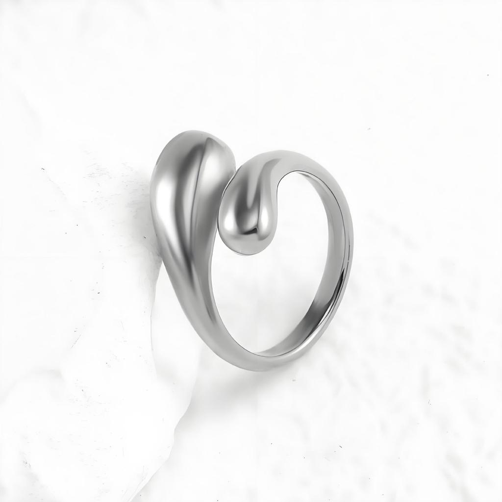 Irregular Water Drop Stainless Steel Adjustable Ring