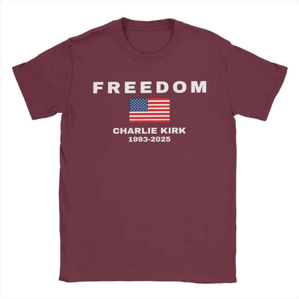 Turning Point USA Charlie Kirk T-Shirts Men  Novelty Pure Cotton Tee Shirt Round Collar Short Sleeve T Shirts Gift Idea Tops