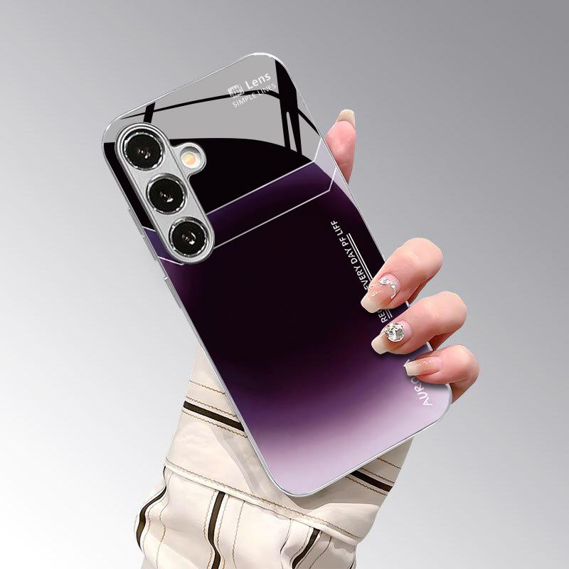 Purple Lens Pattern 2D Phone Case for Samsung S26 S25 S24 S23 S22 S21 S20 A56 A36 A16 - Electroplated Glass Protective Cover