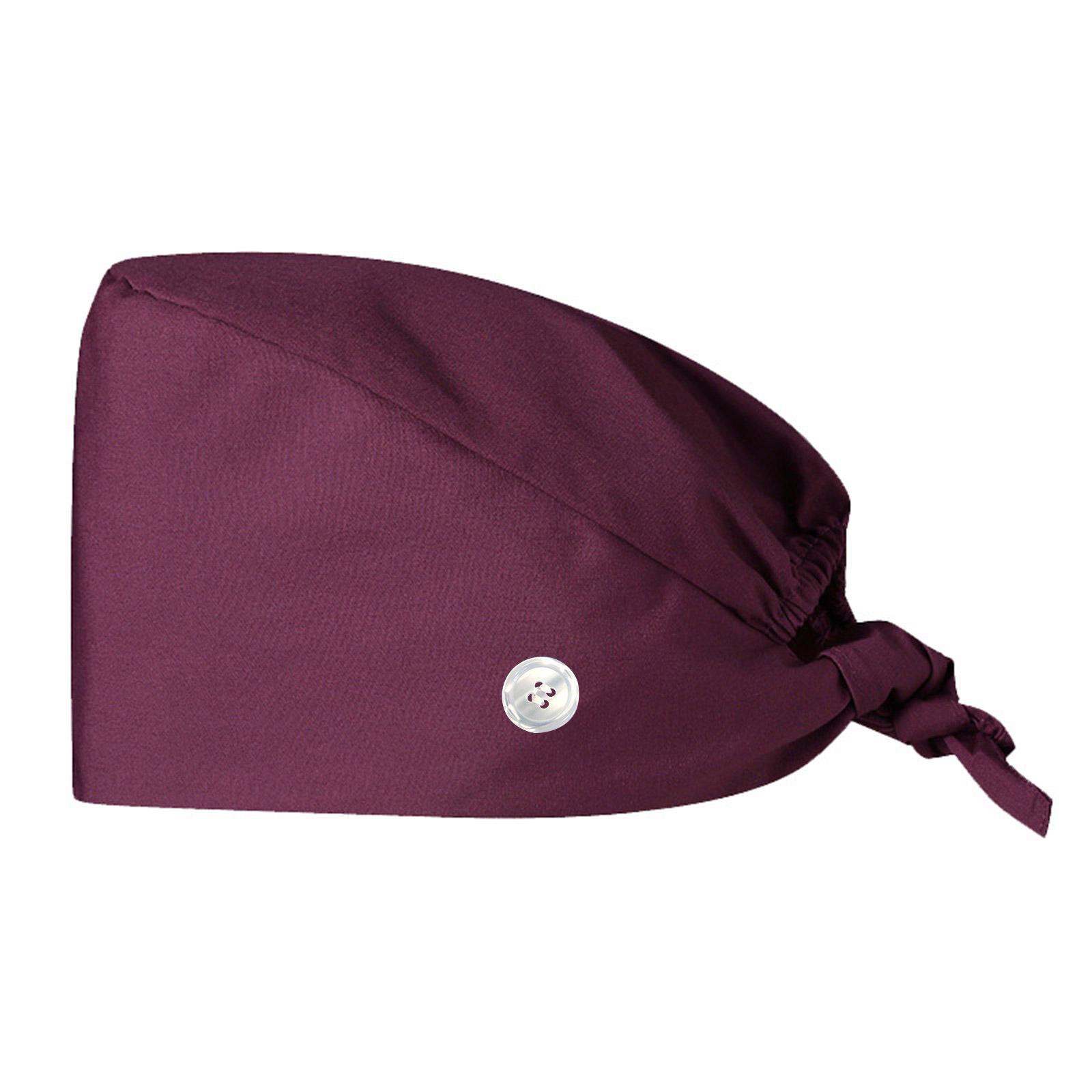Рабочая шапочка для женщин и мужчин, однотонная шапочка-скруб, шапочка доктора, шапочка медсестры, регулируемая хирургическая шапочка, рабочая шапочка для салона красоты вино красного