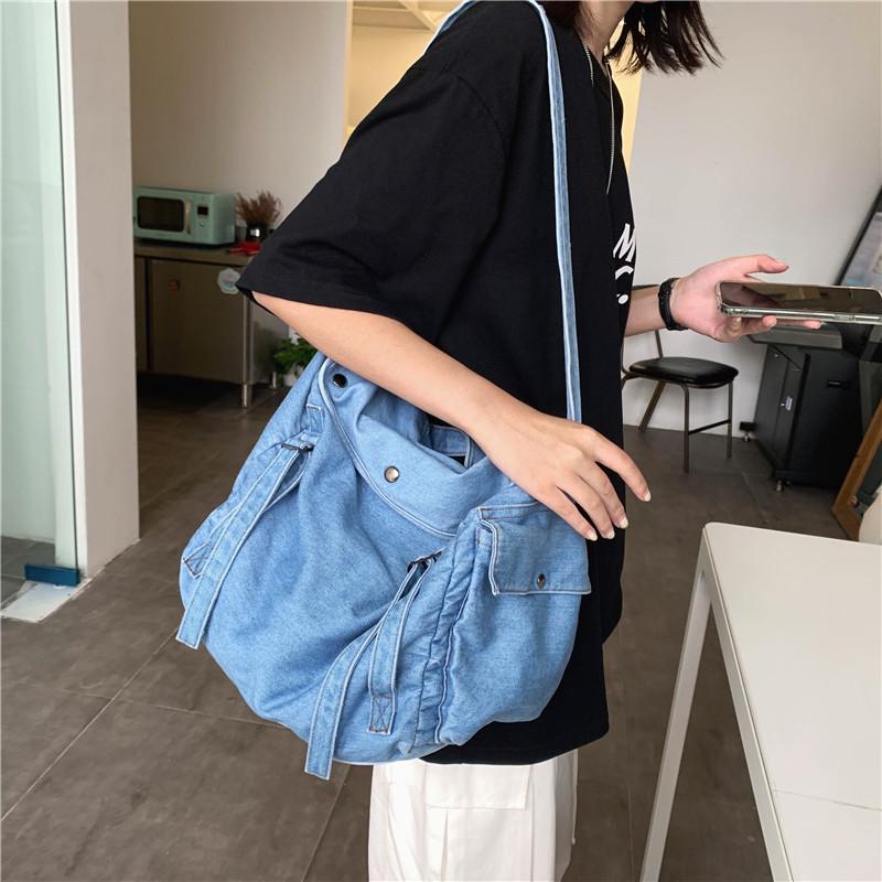 Dámská džínová crossbody taška Velkokapacitní taška přes rameno