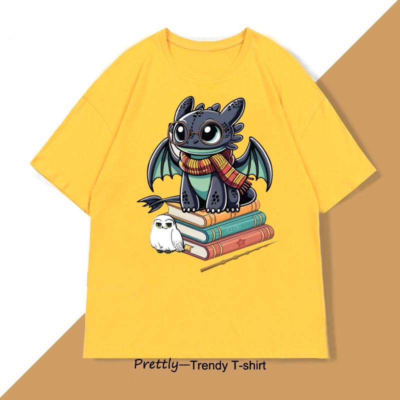 Funny Dragon Graphic Tee Shirt Men Women Vintage Printed Mens Clothes Fun Cotton Short Sleeve Round Neck Tshirt Loose Tees