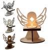 Small Candle Light Holder Wooden Angel Holder, Guardian Tealight Rustic Home Decor Accents for Living Room, Fireplace, Mantel, Coffee Table,