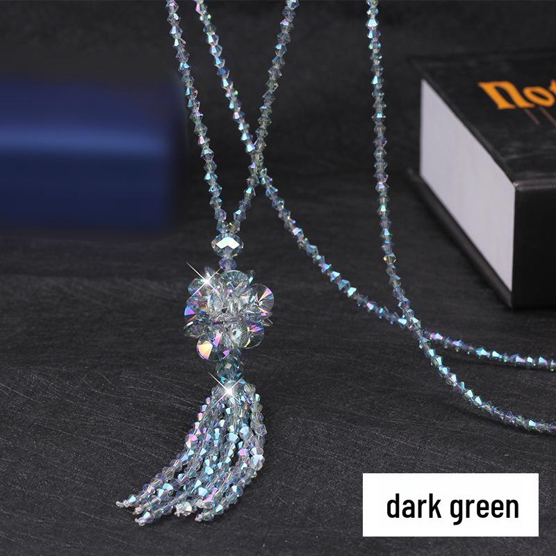 Halskette mit Kristallblume im koreanischen Stil - Damen Lange Kette, Allround-Accessoire