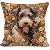 Bichon Frise Pillow Covers 18x18 inches, Vintage Floral Dog Throw Pillow Covers, Gifts for Dog Lover, Farmhouse Botanical Style Decorative