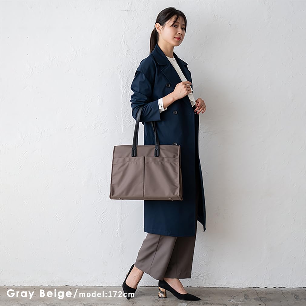 VITAFELICE Nylon Tote Bag with Inner Women's Bag, sib-20055z (Gray Beige)