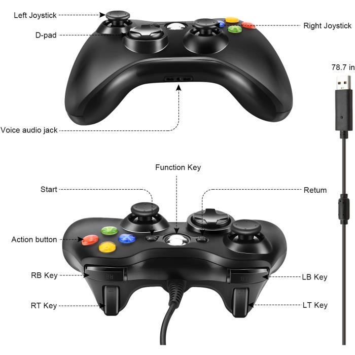 Manette de jeu - Zexrow - Xbox 360 - Filaire - Double Vibration - Compatible PC