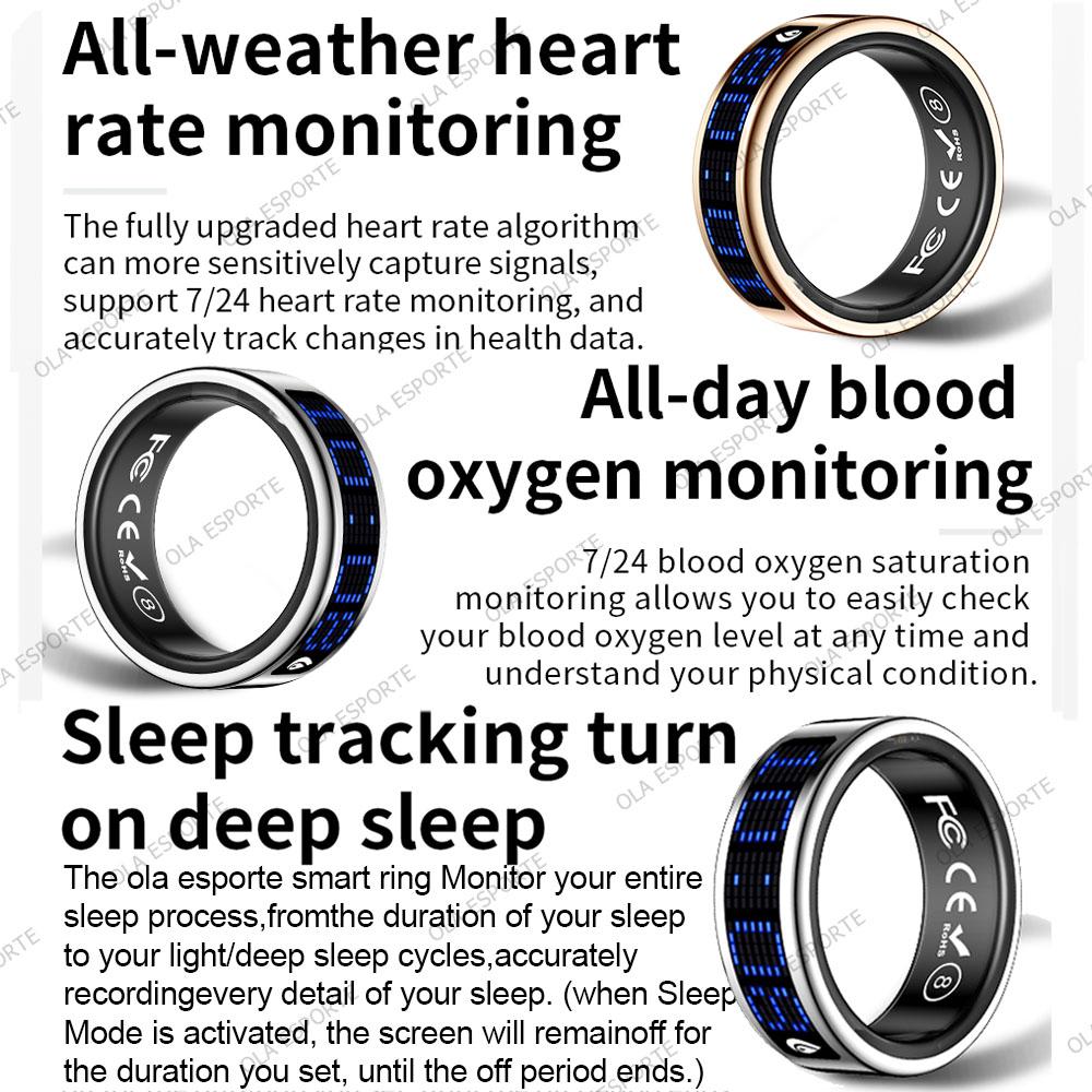Smart Ring with Touch Display Screen, Wireless Charging, Health Manager, 5 ATM Waterproof For Men Women Smart Rings R12 R08