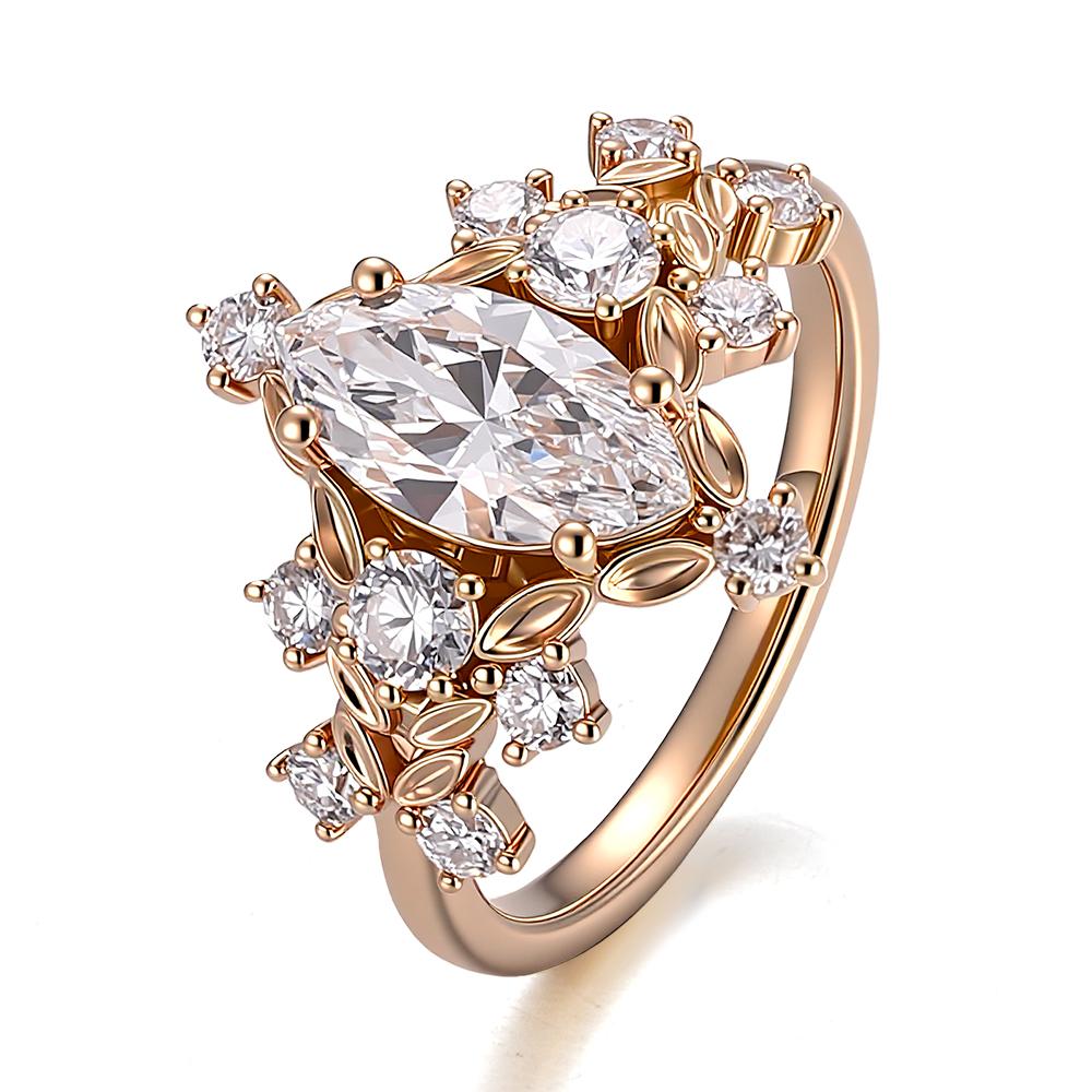 Provence Moissanite Anniversary Rings for Women 1.2 CT Marquise Cut Engagement Ring for Girlfriend Promise Ring Luxury DIY Ring