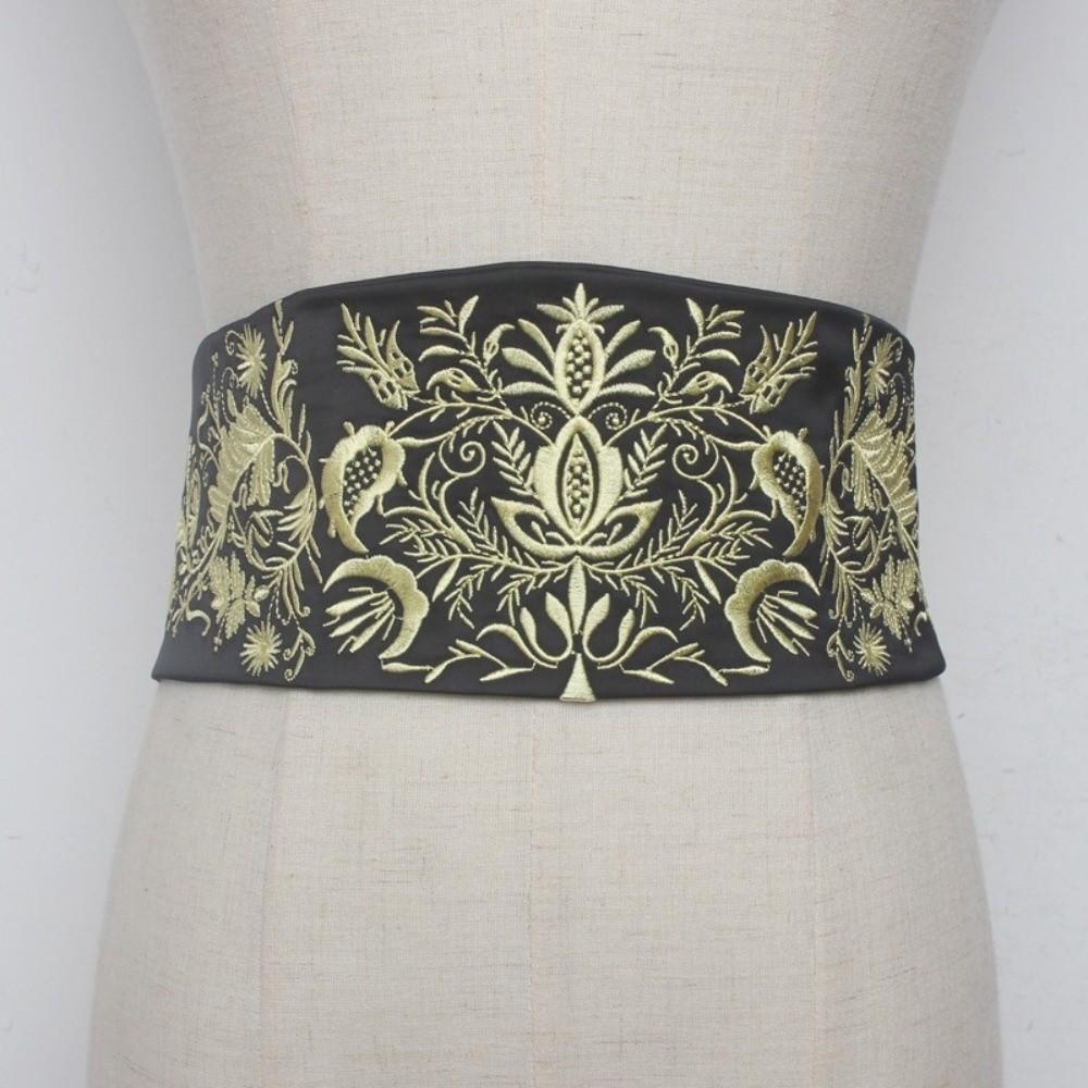Japanese Style Hanfu Waistband Wide Style Ethnic Girdle Embroidery Corset  Culture Fan