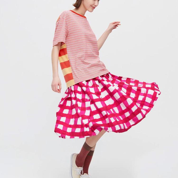 Uniqlo x MARNI Border Crewneck T-Shirt (Asia Sizing) Red Unisex Streetwear 449634-15