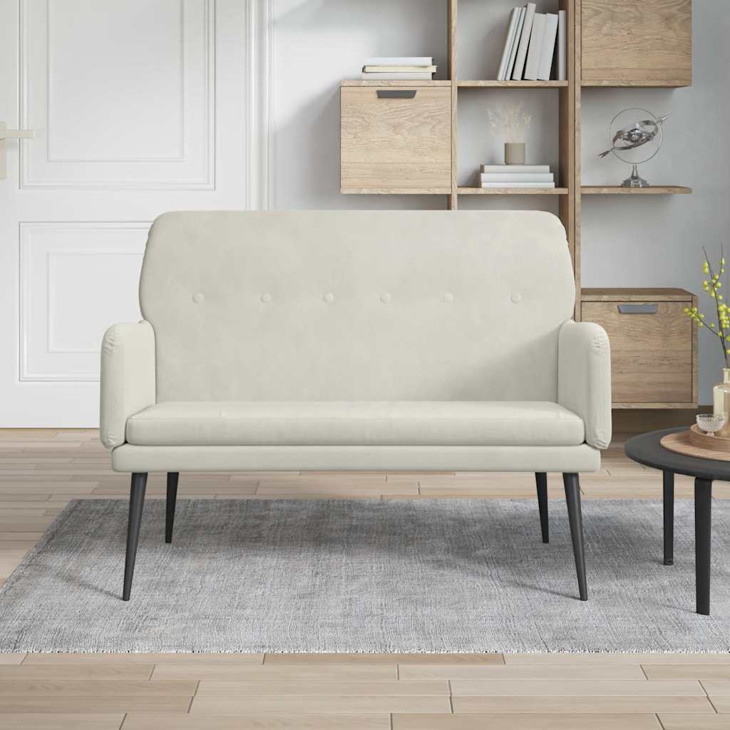 Cream Velvet Bench 108 x 79 x 79 cm