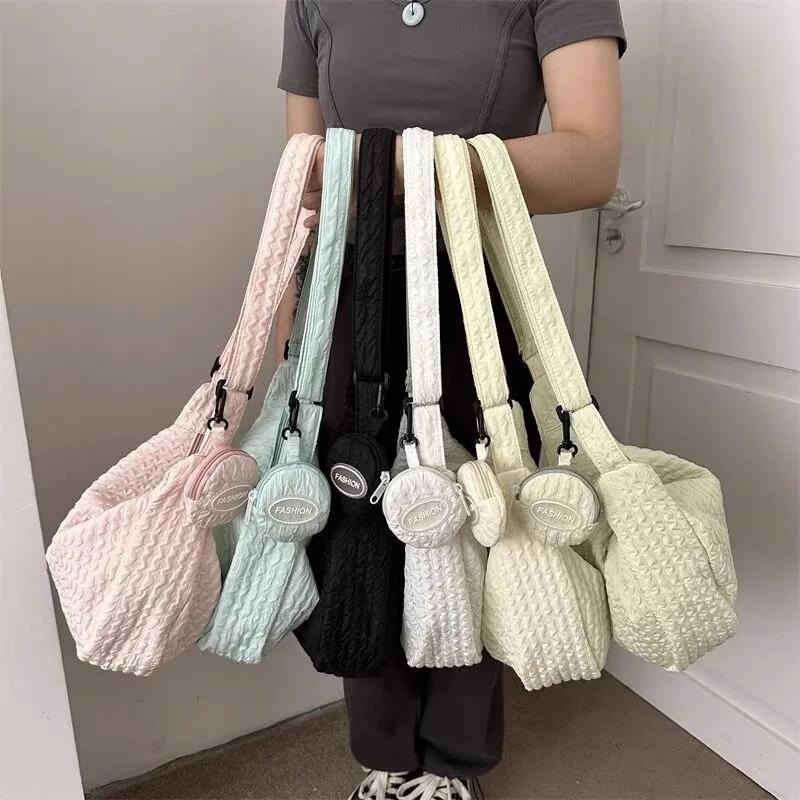 

Модная женская сумка-мессенджер Cloud Pleated, однотонная, мягкая, легкая, повседневная, корейская, модная, женская сумка-мессенджер