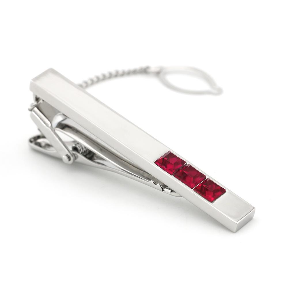 

Зажим для галстука из чистой меди с двухслойным гальваническим покрытием, красный и синий кристалл