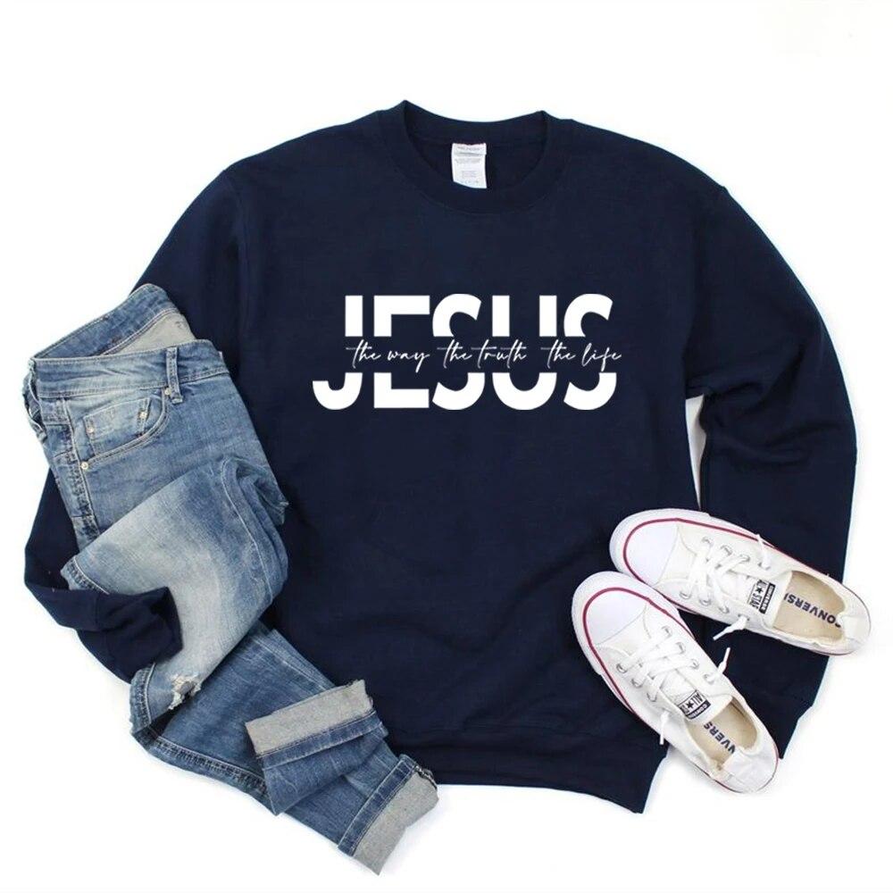 Jesus Sweatshirt Christian Hoodie Religious Bible Verse Sweater Motivational Christian Faith Outfit Trendy Crewneck Sweatshirts Unisex Hoodie
