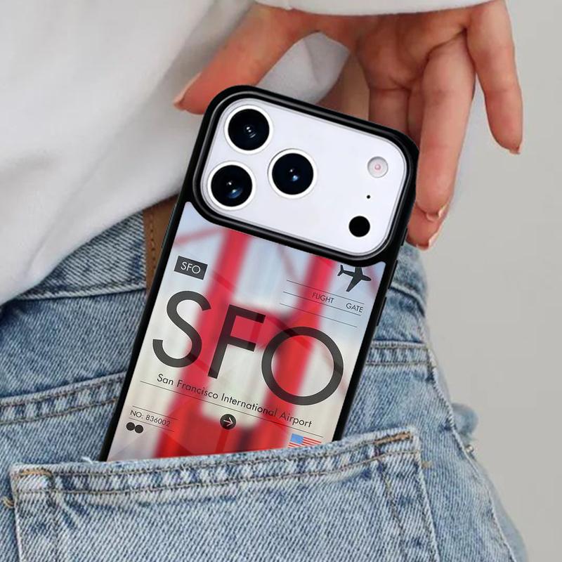 Funny Airport Code Phone Case for iPhone 16e 15 14 13 12 17 Pro Max Plus Air 17pro Cover Coque