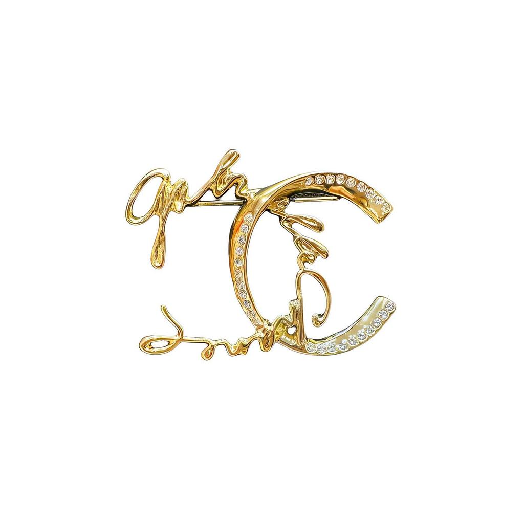 Chanel Double C Letter Hollow Splicing Irregular Brooch Women accessories Gold ABD433B16731NY227