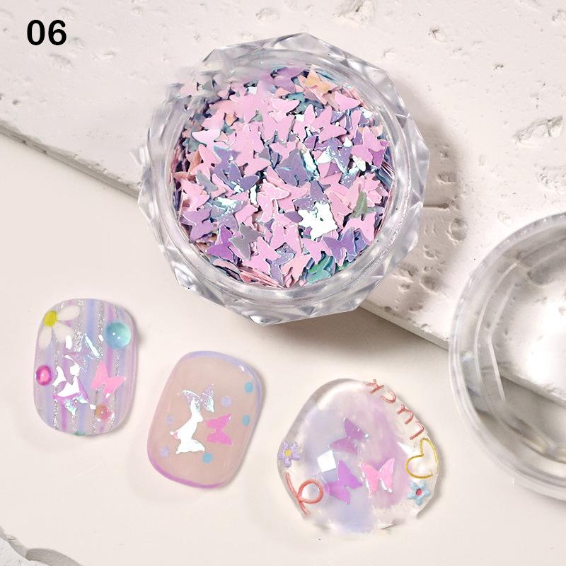 

1 банка Мини Разноцветные Мечтательные Блестки для Ногтей Бабочки Макарон Иллюзия Бабочки Декоративный Материал Аксессуары для Ногтей 6