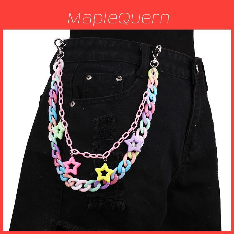 No Brand Waist Chain With Colorful Acrylic Star Pendant For Youths And Adults