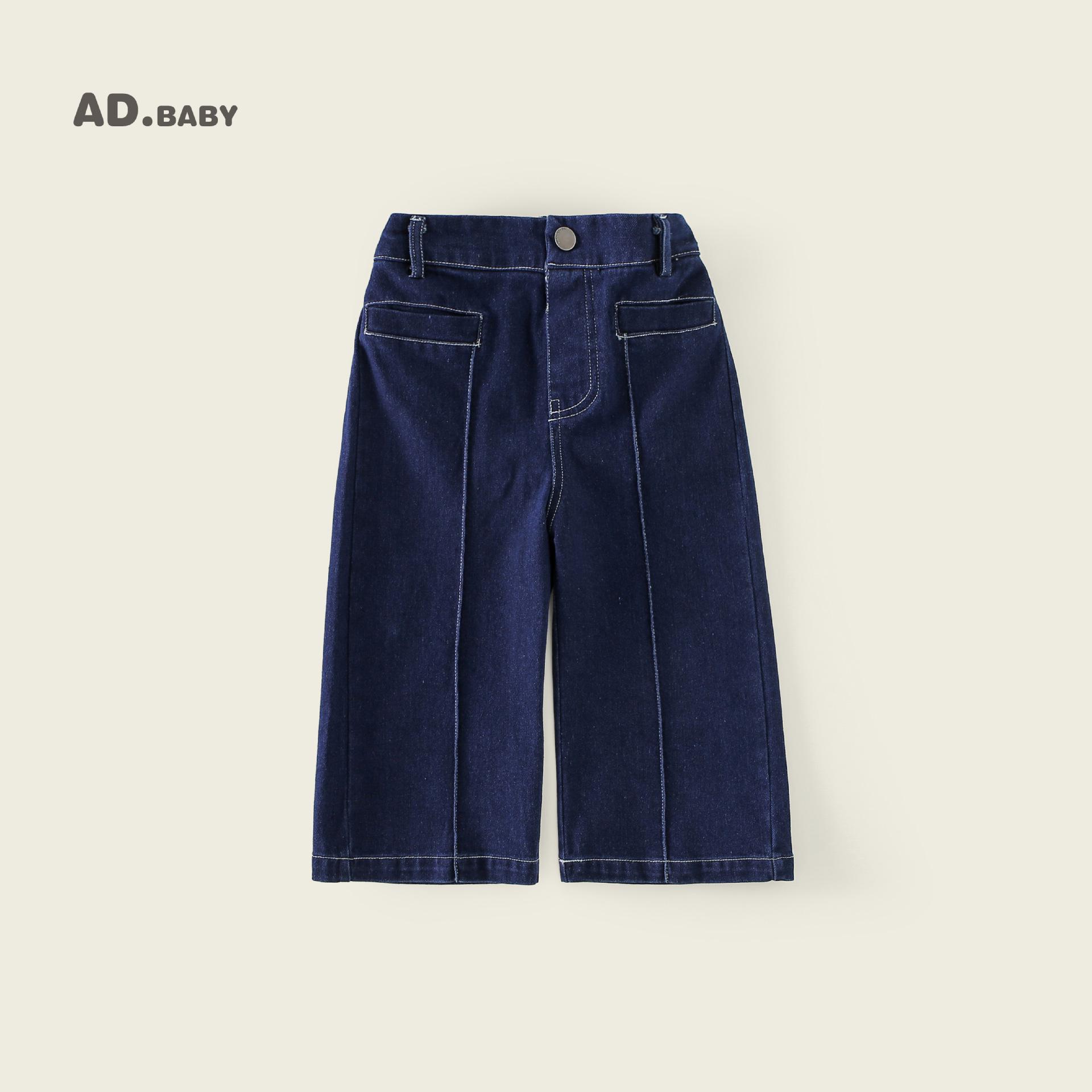 

2025 Autumn Korean Style Girls Comfy, Trendy, Skin-Friendly Nine-Point Jeans 100 cm темно-синий