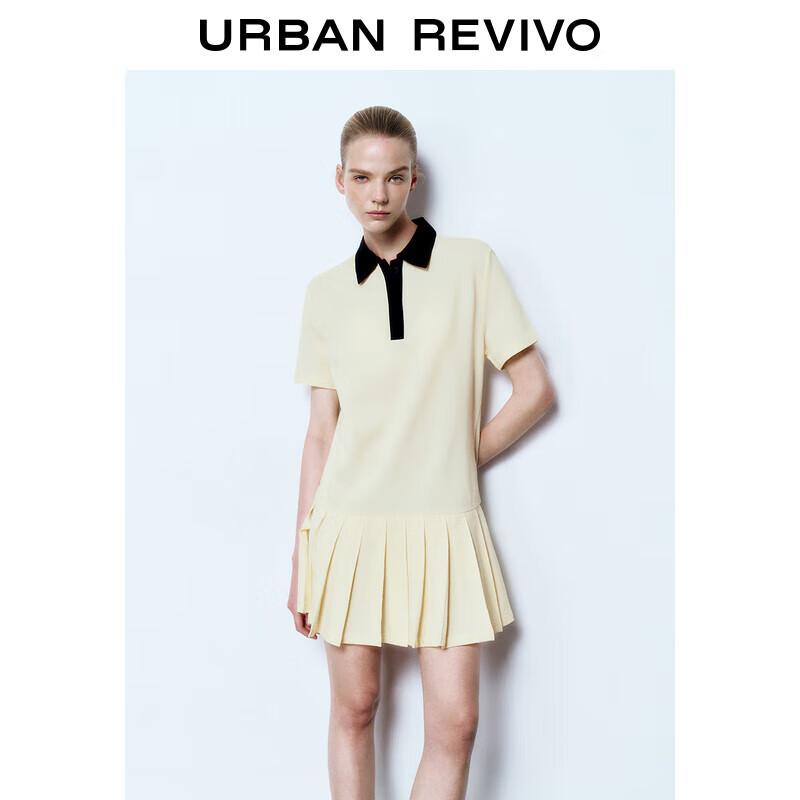 UR 2025 Spring Women's Collegiate Contrast Collar Mini Short-Sleeve Dress