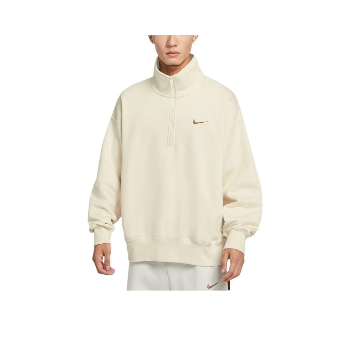 Nike Men s Pullover Stand Collar Letter Long Sleeve Sweatshirt in Off-White M
