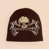 Autumn and Winter Dark Wind Skull Flame Jacquard Knitted Hat Men and Women Warm Personality Retro Street Pullover Hat