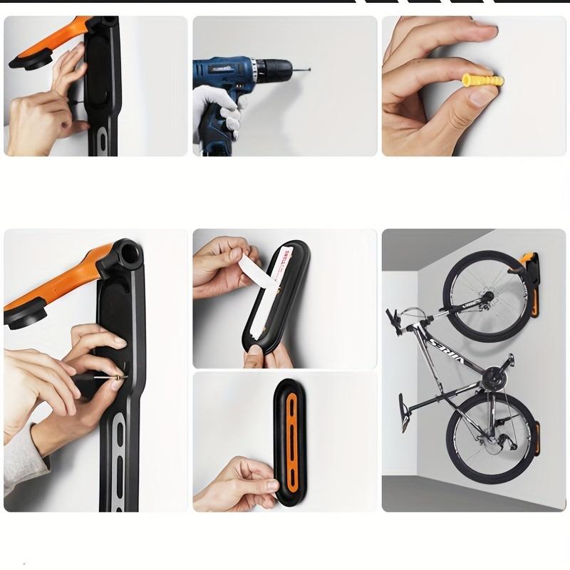 Vertical Folding Bike Wall Mount Rack - Heavy-Duty Bike Hanger, Easy Install with Screws Space-Saving Bike Storage for Road & Mountain