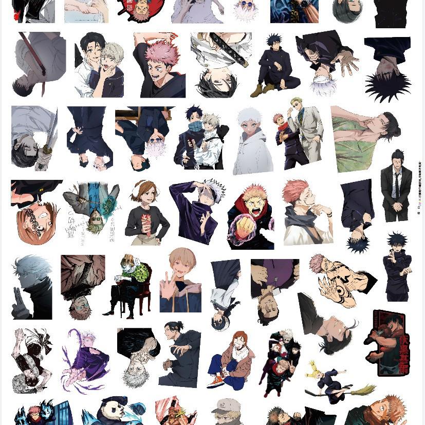 50-100 Black & White Jujutsu Kaisen Anime Stickers for Phone Cases & Water Bottles