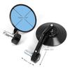 Universal CNC Aluminum Motorcycle Electric Scooter Rearview Mirror Pair 105mm Round Blue/White Glass