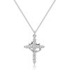 Collana Minimalista in Argento S925: Pendente a Croce Corona Piena di Diamanti per Donna