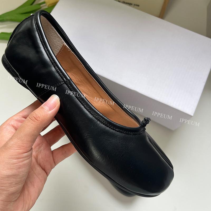 

IPPEUM Туфли таби черные балетки с раздельным носком женские Мэри Джейн большого размера 44 нарядные лоферы балетки zapato mujer 8 (25.0CM) чёрный