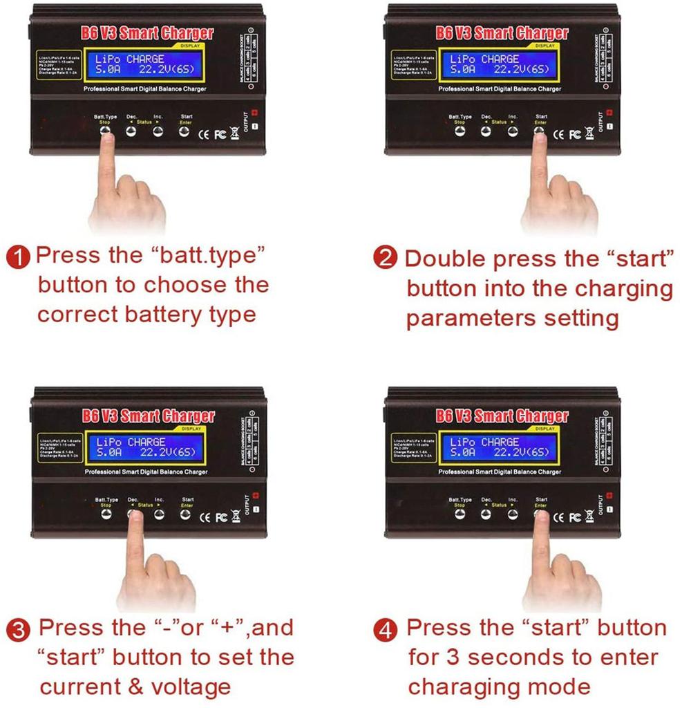80W 6A B6 V3 Smart Battery Balance Charger Discharger For RC LiPo LiFe NiMH NiCd